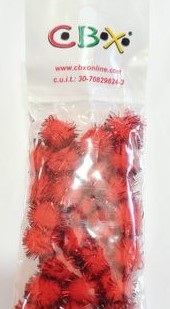 POMPONES METALIZADO 15mm x 25u - ROJO
