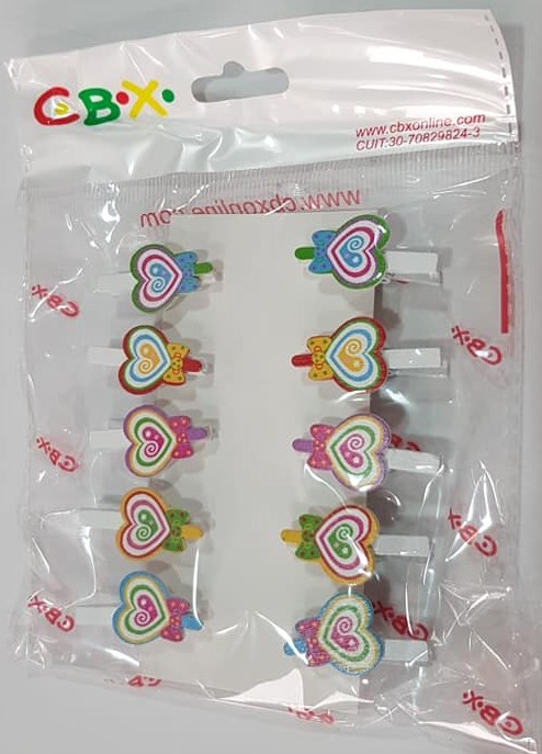 BROCHE MADERA APLIQUES CORAZON 30mm. x 10u