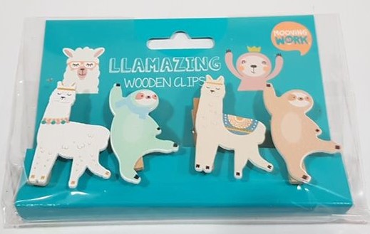 LLAMAZING BROCHES CLIPS WOODEN x 4 u.